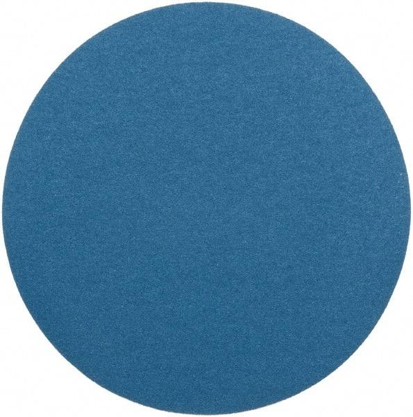 Superior Abrasives - 18" Diam, 60 Grit Zirconia Alumina Adhesive PSA Disc - Medium Grade, Blue, Cloth Backing, Flexible - Americas Industrial Supply