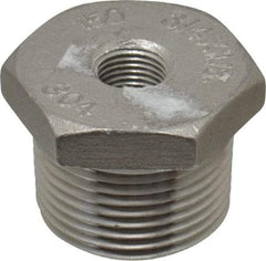 Merit Brass - 3/4 x 1/8" Grade 304 Stainless Steel Pipe Hex Bushing - MNPT x FNPT End Connections, 150 psi - Americas Industrial Supply