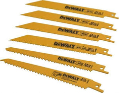 DeWALT - 6 Piece, Bi-Metal Reciprocating Saw Blade Set - Straight and Tapered Profile, 6 to 10 Teeth per Inch, Angled Tip - Americas Industrial Supply