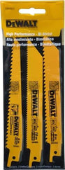 DeWALT - 3 Piece, Bi-Metal Reciprocating Saw Blade Set - Straight and Tapered Profile, 6 to 10 Teeth per Inch, Angled Tip - Americas Industrial Supply