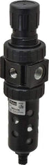 Parker - 3/8" NPT Port Compact 1 Piece Filter/Regulator FRL Unit - Polycarbonate Bowl, 40 SCFM, 150 Max psi, 8.51" High, Manual Drain - Americas Industrial Supply