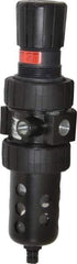 Parker - 3/8" NPT Port Intermediate 1 Piece Filter/Regulator FRL Unit - Polycarbonate Bowl, 55 SCFM, 150 Max psi, 10.38" High, Manual Drain - Americas Industrial Supply