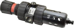 Parker - 1/2" NPT Port Intermediate 1 Piece Filter/Regulator FRL Unit - Polycarbonate Bowl, 61 SCFM, 150 Max psi, 10.38" High, Manual Drain - Americas Industrial Supply