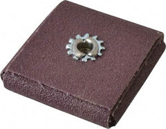 3M - 80 Grit, Medium Grade, Aluminum Oxide Square Pad - 2" Long x 2" Wide x 1/2" Thick, Cloth Backed, X Backing Weight, 12,000 Max RPM - Americas Industrial Supply