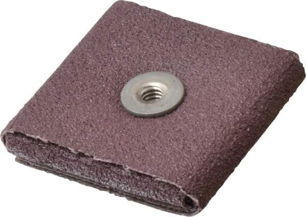 3M - 60 Grit, Medium Grade, Aluminum Oxide Square Pad - 2" Long x 2" Wide x 3/8" Thick, Cloth Backed, X Backing Weight, 12,000 Max RPM - Americas Industrial Supply