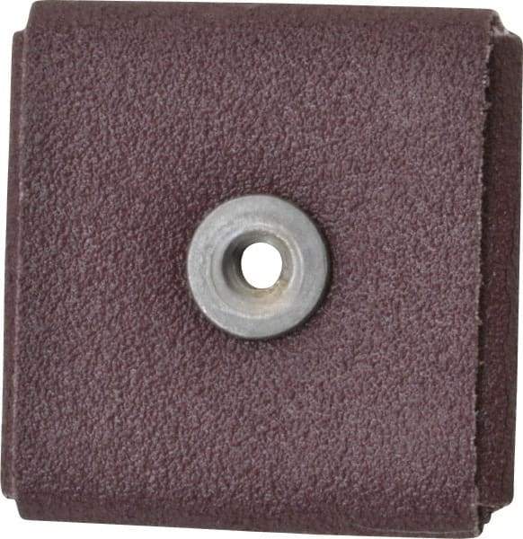 3M - 80 Grit, Medium Grade, Aluminum Oxide Square Pad - 2" Long x 2" Wide x 3/8" Thick, Cloth Backed, X Backing Weight, 12,000 Max RPM - Americas Industrial Supply