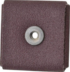 3M - 80 Grit, Medium Grade, Aluminum Oxide Square Pad - 2" Long x 2" Wide x 3/8" Thick, Cloth Backed, X Backing Weight, 12,000 Max RPM - Americas Industrial Supply