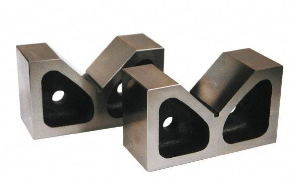 SPI - 4-1/2" Max Capacity, 90° Angle, Cast Iron V-Block - 3-15/16" Long x 7-7/8" Wide x 5-1/2" High, Sold as Matched Pair - Americas Industrial Supply