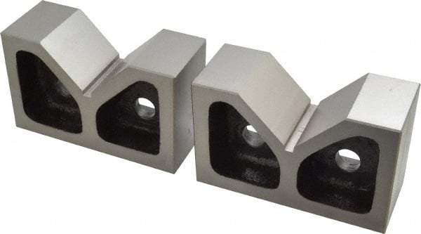 Value Collection - 2-7/16" Max Capacity, 90° Angle, Cast Iron V-Block - 5" Long x 2" Wide x 3-1/8" High, Sold as Matched Pair - Americas Industrial Supply