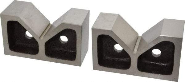 Value Collection - 3-1/16" Max Capacity, 90° Angle, Cast Iron V-Block - 6" Long x 2-7/16" Wide x 3-1/2" High, Sold as Matched Pair - Americas Industrial Supply