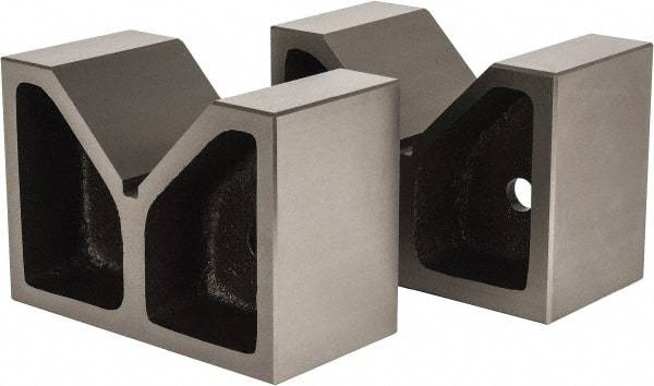 Value Collection - 4-1/2" Max Capacity, 90° Angle, Cast Iron V-Block - 8" Long x 4" Wide x 5-1/2" High, Sold as Matched Pair - Americas Industrial Supply