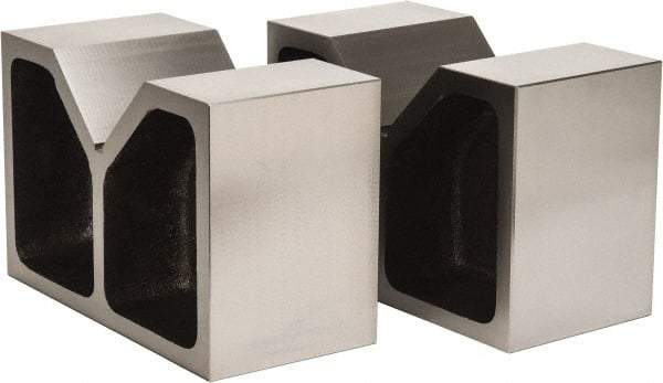 Value Collection - 5-1/8" Max Capacity, 90° Angle, Cast Iron V-Block - 12" Long x 6" Wide x 8" High, Sold as Matched Pair - Americas Industrial Supply