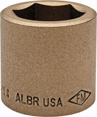 Ampco - 1-1/16", 1/2" Drive, Standard Hand Socket - 6 Points, 1-1/2" OAL, Aluminum Bronze - Americas Industrial Supply