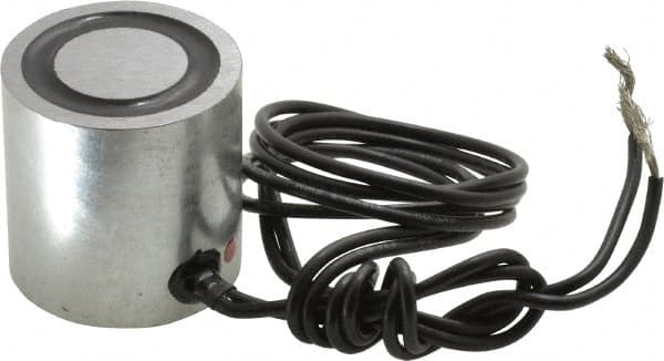 Mag-Mate - 1-1/2" Diam, 6.2 Watts, 80 Lb Max Magnetic Pull Electromagnet - 1/4-20 Thread, 24 DC Output Voltage - Americas Industrial Supply