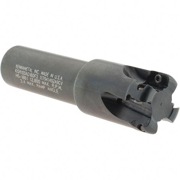 Kennametal - 1" Cut Diam, 0.357" Max Depth of Cut, 3/4" Shank Diam, 121.41mm OAL, Indexable Square Shoulder End Mill - AD.T 1035 Inserts, Weldon Shank, 0° Lead Angle, Through Coolant - Americas Industrial Supply