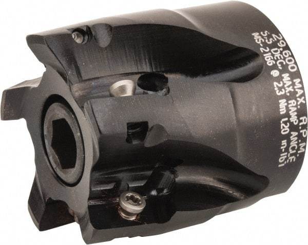 Kennametal - 5 Inserts, 1-1/2" Cut Diam, 3/4" Arbor Diam, 14.48mm Max Depth of Cut, Indexable Square-Shoulder Face Mill - 0/90° Lead Angle, 40mm High, EC14.., EP14.. Insert Compatibility, Through Coolant, Series Mill 1-14 - Americas Industrial Supply