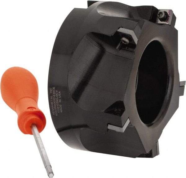 Kennametal - 5 Inserts, 4" Cut Diam, 1-1/2" Arbor Diam, 0.361" Max Depth of Cut, Indexable Square-Shoulder Face Mill - 0/90° Lead Angle, 2" High, SD.T 43.. Insert Compatibility, Series KSSM - Americas Industrial Supply