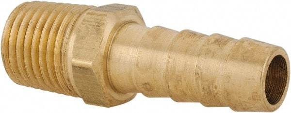 Parker - 1/4 NPT Thread Hose Barb x Male NPT Connector - 3/8" ID Hose x 0.415" OD Hose, Brass - Americas Industrial Supply