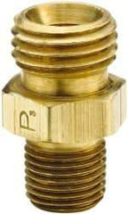 Parker - 3/8 Male Thread, Brass Industrial Pipe Ball-End Joint Adapter - MNPSM x MNPT, 150 psi - Americas Industrial Supply
