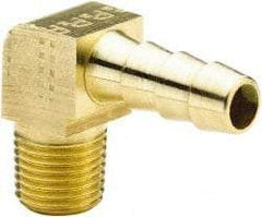 Parker - 1/4 NPTF Thread Hose Barb x Male NPT 90° Elbow - 1/2" ID Hose, Brass - Americas Industrial Supply