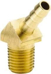 Parker - 1/8 NPTF Thread Hose Barb x Male NPT 45° Elbow - 1/4" ID Hose, Brass - Americas Industrial Supply