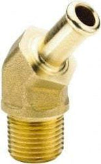 Parker - 3/8 NPT Thread Hose Barb x Male NPT 45° Elbow - 3/8" ID Hose x 0.45" OD Hose, Brass - Americas Industrial Supply