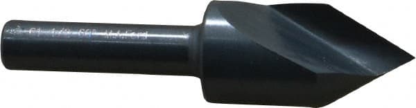 M.A. Ford - 1/2" Head Diam, 1/4" Shank Diam, 1 Flute 60° High Speed Steel Countersink - Bright Finish, 2" OAL, 0.06" Nose Diam, Single End, Straight Shank, Right Hand Cut - Americas Industrial Supply