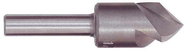 M.A. Ford - 2" Head Diam, 3/4" Shank Diam, 3 Flute 60° High Speed Steel Countersink - Bright Finish, 4-1/4" OAL, 0.6" Nose Diam, Single End, Straight Shank, Right Hand Cut - Americas Industrial Supply