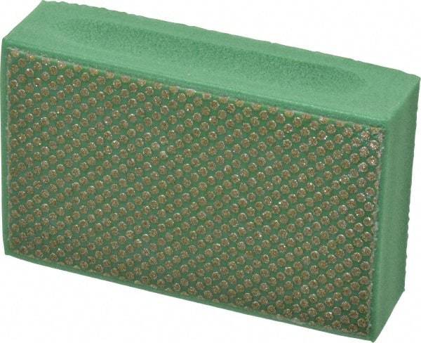 3M - Medium Grade, 250 Grit, Diamond Hand Pad - Green, 2-1/4" Wide x 3-3/4" Long, Coated - Americas Industrial Supply
