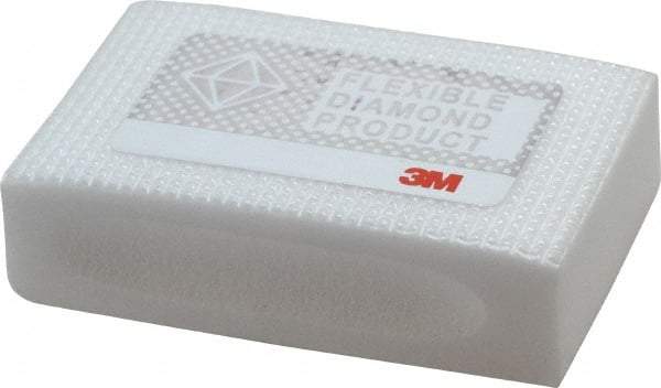 3M - Extra Fine Grade, 20 Grit, Diamond Hand Pad - White, 2-1/4" Wide x 3-3/4" Long, Coated - Americas Industrial Supply