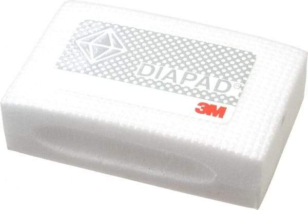 3M - Extra Fine Grade, 30 Grit, Diamond Hand Pad - White & Yellow, 2-1/4" Wide x 3-3/4" Long, Coated - Americas Industrial Supply
