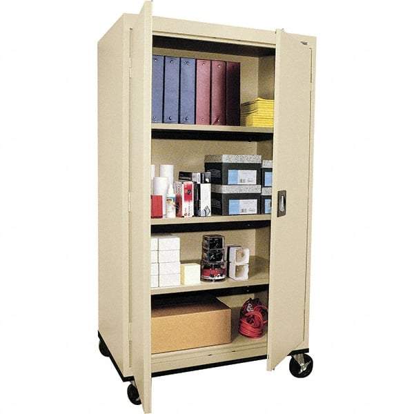 Sandusky Lee - 4 Shelf Mobile Cabinet - 36" Wide x 24" Deep x 66" High, Steel, Putty - Americas Industrial Supply