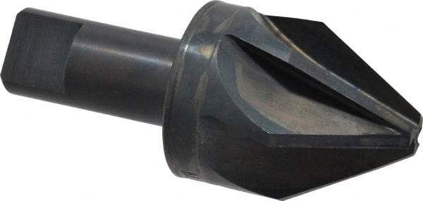 M.A. Ford - 1-1/2" Head Diam, 3/4" Shank Diam, 6 Flute 60° High Speed Steel Countersink - Bright Finish, 3-1/2" OAL, 0.43" Nose Diam, Single End, Straight Shank, Right Hand Cut - Americas Industrial Supply