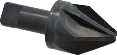 M.A. Ford - 1-1/2" Head Diam, 3/4" Shank Diam, 6 Flute 60° High Speed Steel Countersink - Bright Finish, 3-1/2" OAL, 0.43" Nose Diam, Single End, Straight Shank, Right Hand Cut - Americas Industrial Supply