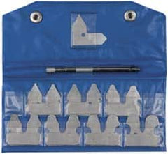 Value Collection - 15 Piece, 1/32 to 1/4 Inch Radius, Steel Radius Gage Set - Satin Chrome Coated - Americas Industrial Supply