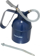 PRO-LUBE - 300 mL Capcity, 6" Long Flexible Spout, Lever-Type Oiler - Brass Pump, Steel Body, Powder Coated - Americas Industrial Supply