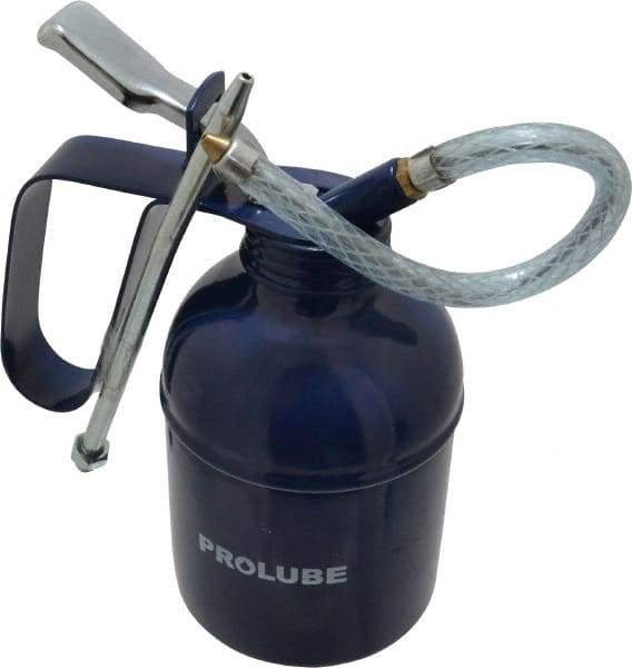 PRO-LUBE - 400 mL Capcity, 7" Long Flexible Spout, Lever-Type Oiler - Brass Pump, Steel Body, Powder Coated - Americas Industrial Supply