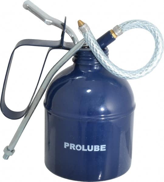 PRO-LUBE - 500 mL Capcity, 7" Long Flexible Spout, Lever-Type Oiler - Brass Pump, Steel Body, Powder Coated - Americas Industrial Supply