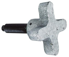 Morton Machine Works - M10x1.50 Lobed Shoulder Dog Point Tip Grade C-12L14 Steel Thumb Screw - 73mm OAL, 51mm Head Diam x 22mm Head Height, Black Oxide Finish - Americas Industrial Supply