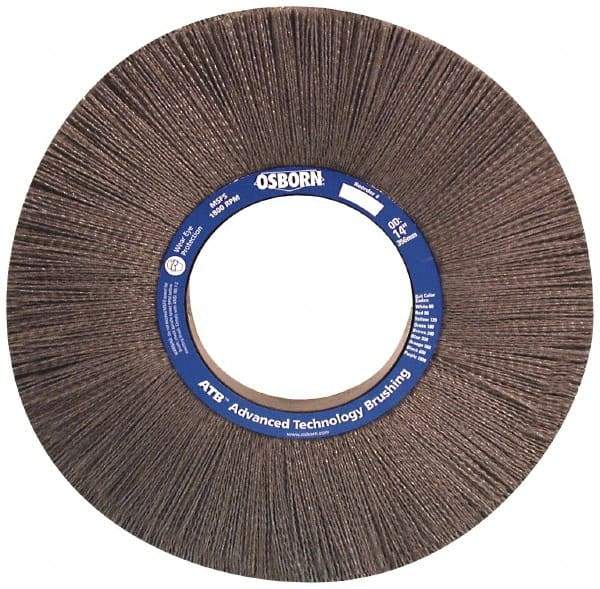 Osborn - 12" OD, 4-1/4" Arbor Hole, Crimped Nylon Wheel Brush - 1" Face Width, 3" Trim Length, 0.022" Filament Diam, 1,800 RPM - Americas Industrial Supply