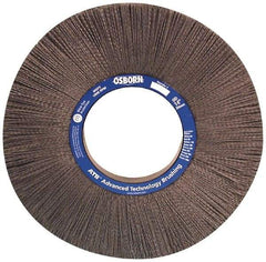 Osborn - 12" OD, 4-1/4" Arbor Hole, Crimped Nylon Wheel Brush - 1" Face Width, 3" Trim Length, 0.022" Filament Diam, 1,800 RPM - Americas Industrial Supply