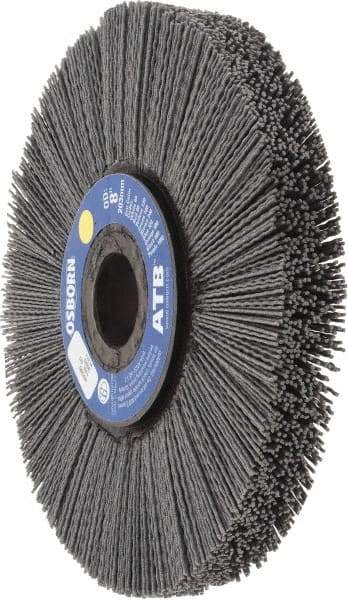 Osborn - 8" OD, 1-1/4" Arbor Hole, Crimped Nylon Wheel Brush - 1" Face Width, 2-1/4" Trim Length, 0.04" Filament Diam, 3,600 RPM - Americas Industrial Supply