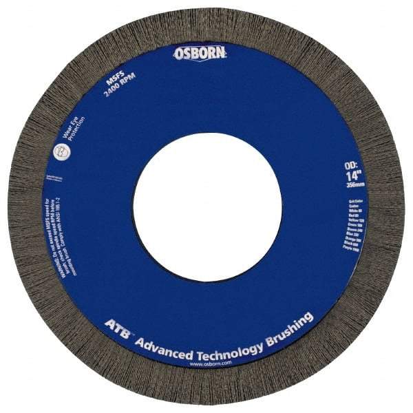 Osborn - 8" OD, 2" Arbor Hole, Crimped Nylon Wheel Brush - 1" Face Width, 1-1/4" Trim Length, 0.04" Filament Diam, 3,600 RPM - Americas Industrial Supply