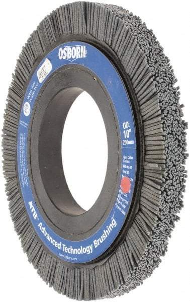 Osborn - 10" OD, 4-1/4" Arbor Hole, Crimped Nylon Wheel Brush - 1" Face Width, 1-1/4" Trim Length, 3,600 RPM - Americas Industrial Supply