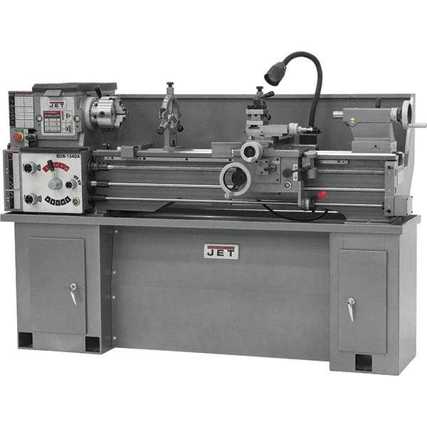 Jet - 13" Swing, 120" Between Centers, 230 Volt, Single Phase Bench Lathe - 5MT Taper, 2 hp, 70 to 1,600 RPM, 1-3/8" Bore Diam - Americas Industrial Supply