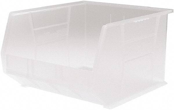 Akro-Mils - 75 Lb. Load Capacity, 18" Deep, Clear Polymer Hopper Stacking Bin - 11" High x 16-1/2" Wide x 18" Long - Americas Industrial Supply