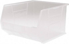 Akro-Mils - 75 Lb. Load Capacity, 18" Deep, Clear Polymer Hopper Stacking Bin - 11" High x 16-1/2" Wide x 18" Long - Americas Industrial Supply