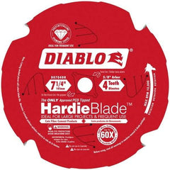 Freud - 7-1/4" Diam, 5/8" Arbor Hole Diam, 4 Tooth Wet & Dry Cut Saw Blade - Carbide-Tipped, Standard Round Arbor - Americas Industrial Supply