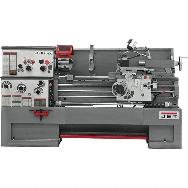 Jet - 16" Swing, 40" Between Centers, 230/460 Volt, Triple Phase Engine Lathe - 7MT Taper, 7-1/2 hp, 25 to 1,800 RPM, 3-1/8" Bore Diam, 40" Deep x 48" High x 97-1/2" Long - Americas Industrial Supply