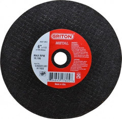 Value Collection - 6" 60 Grit Aluminum Oxide Cutoff Wheel - 1/32" Thick, 5/8" Arbor, 10,186 Max RPM, Use with Circular Saws - Americas Industrial Supply